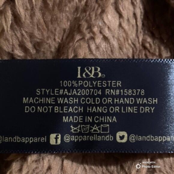 L&B Tan Sherpa Lined Suede Jacket 3XL - Picture 7 of 7